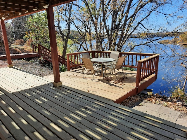 deck with a water view