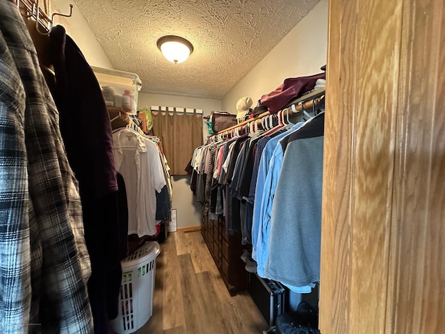 walk in closet featuring wood finished floors