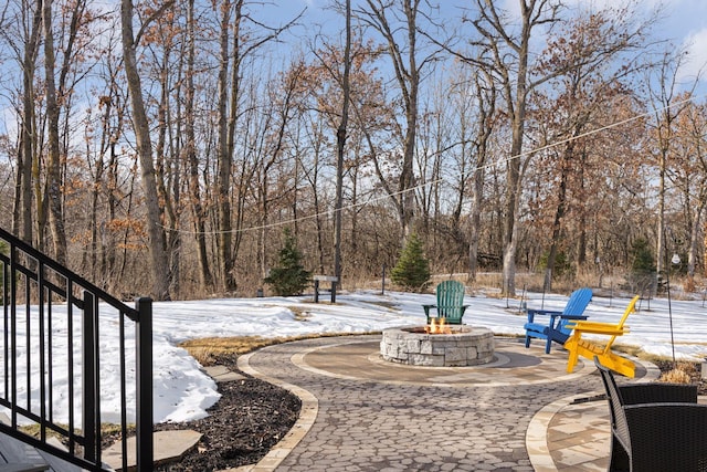 exterior space featuring a fire pit