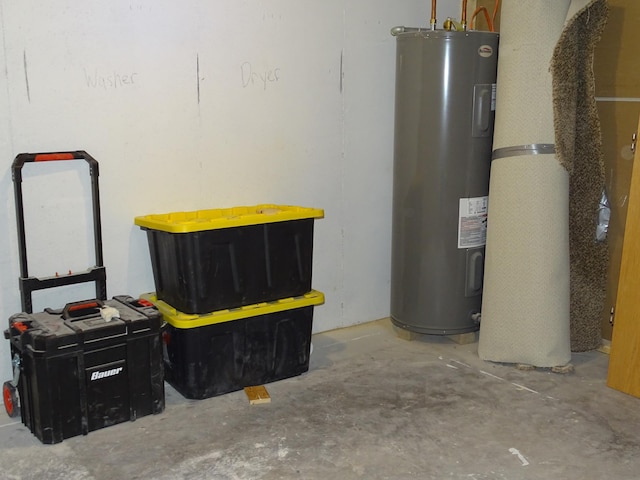 utility room with water heater