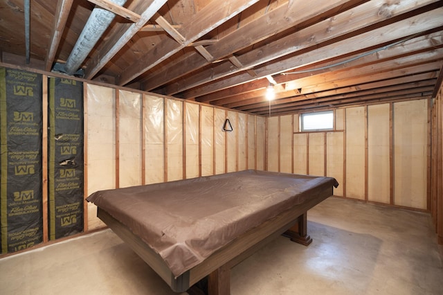 rec room with billiards and concrete flooring