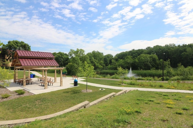 view of community with a yard and a gazebo