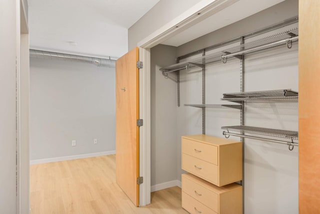 spacious closet with light wood-style flooring