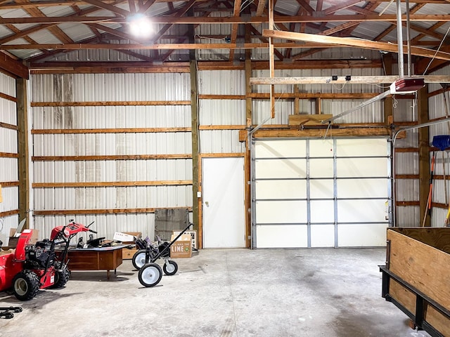 garage featuring metal wall