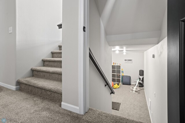 752 Cathy Dr W, West Fargo, ND 58078 - staircase with carpet flooring and baseboards
