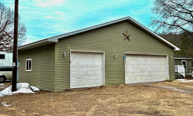 view of detached garage