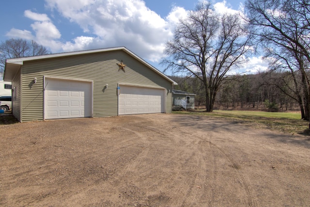 view of detached garage