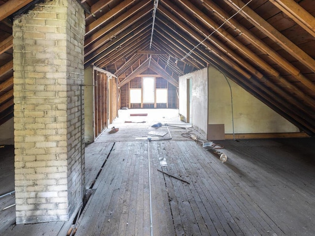 view of unfinished attic