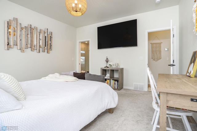 bedroom featuring carpet, visible vents, and baseboards