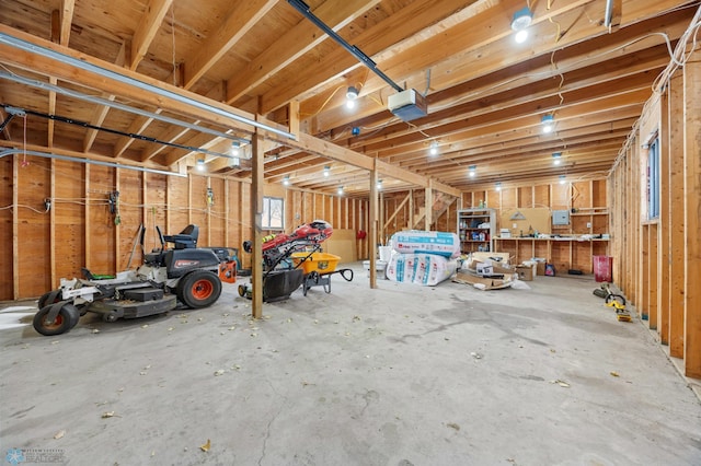 garage with a garage door opener