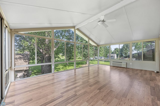 289 2nd St SW, Forman, ND 58032 - unfurnished sunroom featuring ceiling fan and a wall mounted air conditioner