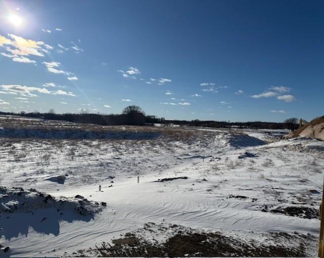 view of yard layered in snow