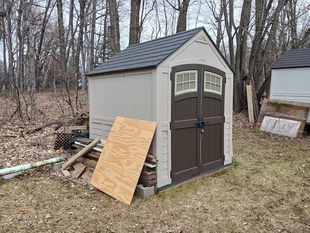 view of shed