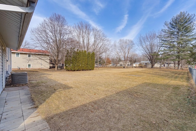 view of yard featuring central AC