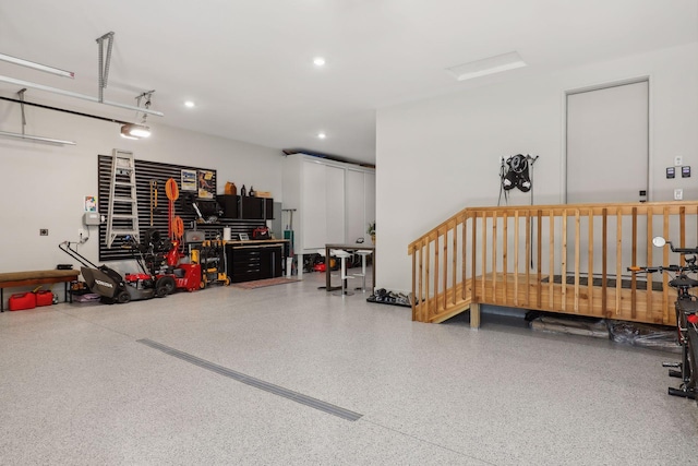 garage featuring recessed lighting