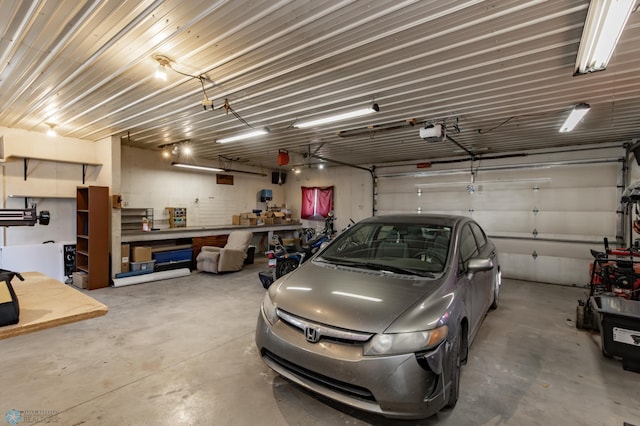 garage with a garage door opener