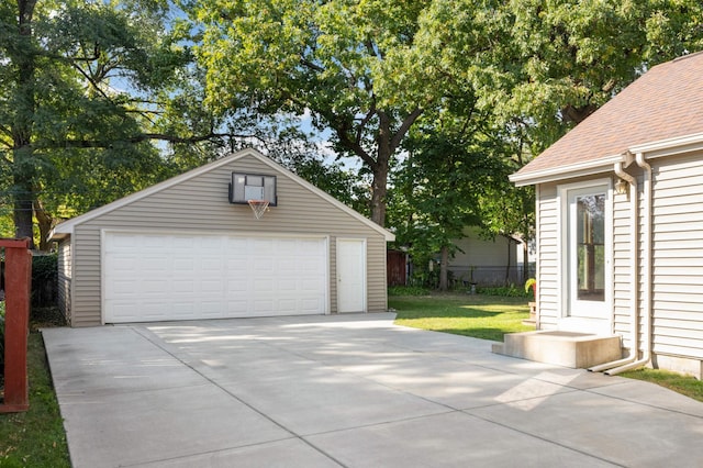 view of detached garage