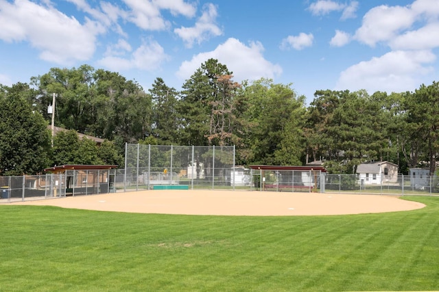 view of home's community featuring fence and a yard