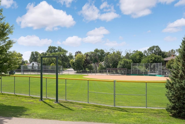 surrounding community featuring fence and a yard