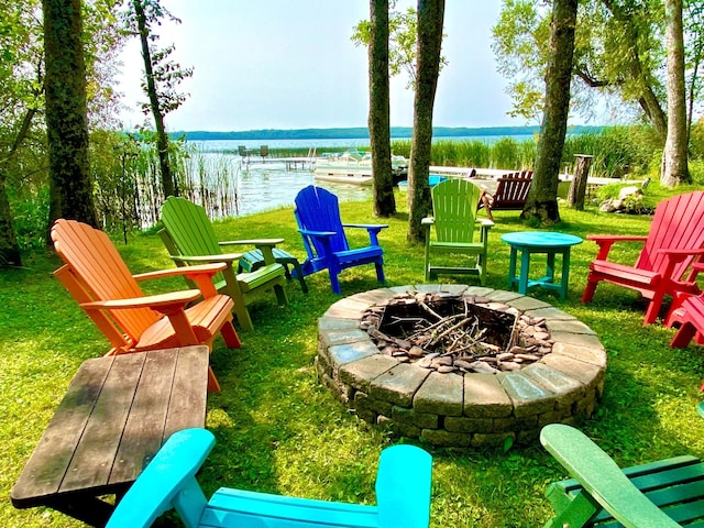 view of patio with a fire pit