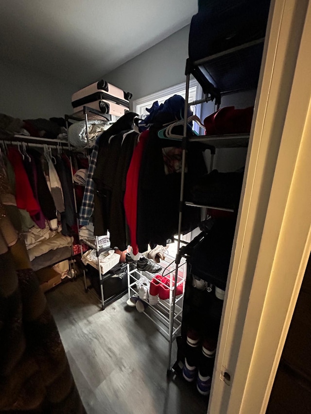 spacious closet featuring wood finished floors