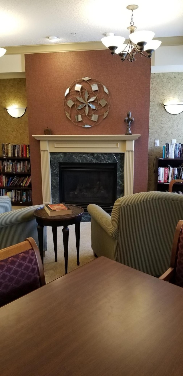 935 Ferndale St N Unit 106, Maplewood, MN 55119 - interior space with a premium fireplace and a chandelier