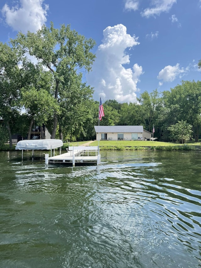 view of dock featuring a water view