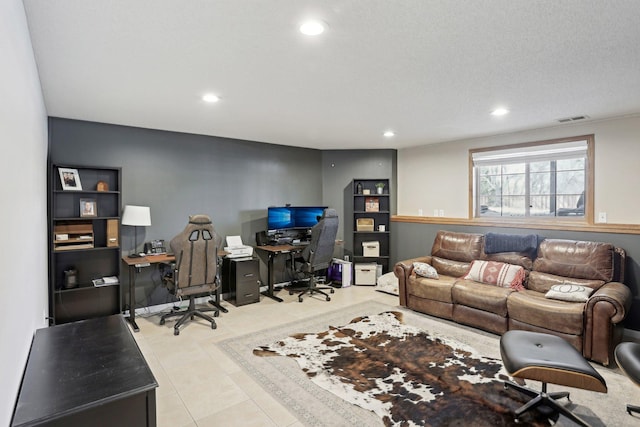 tiled office with visible vents and recessed lighting