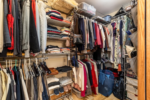 spacious closet featuring wood finished floors