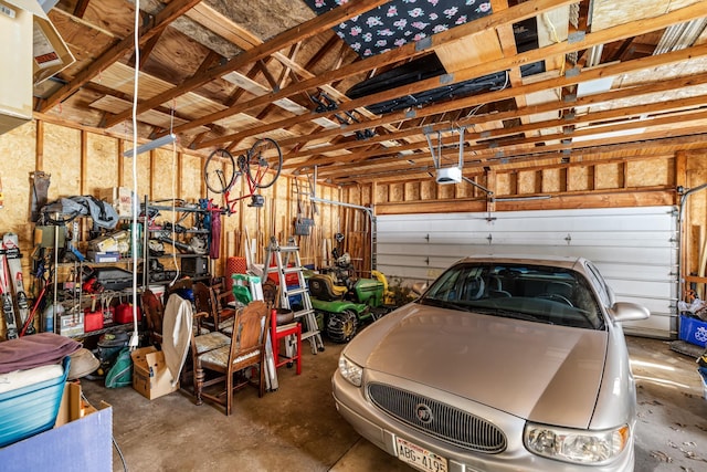 garage with a garage door opener