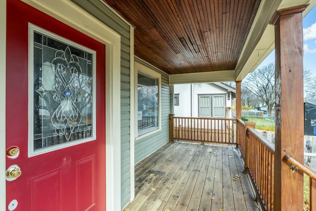 deck featuring a porch