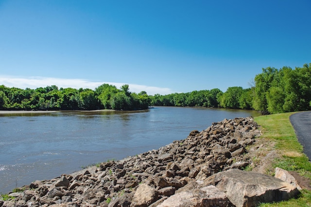 water view with a wooded view