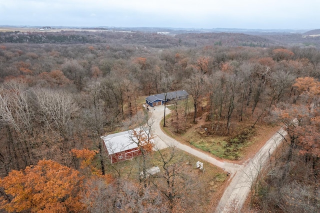 bird's eye view featuring a view of trees