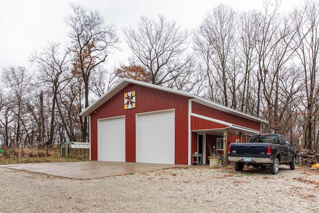 view of detached garage