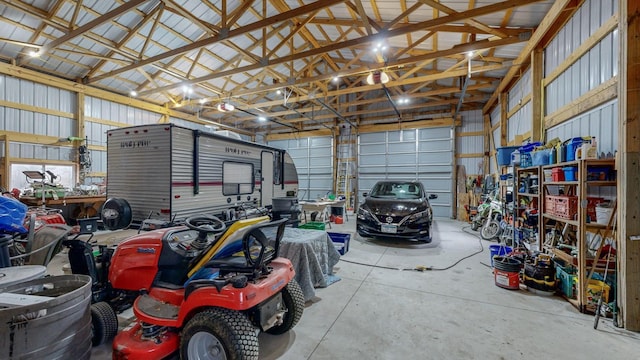 garage featuring metal wall