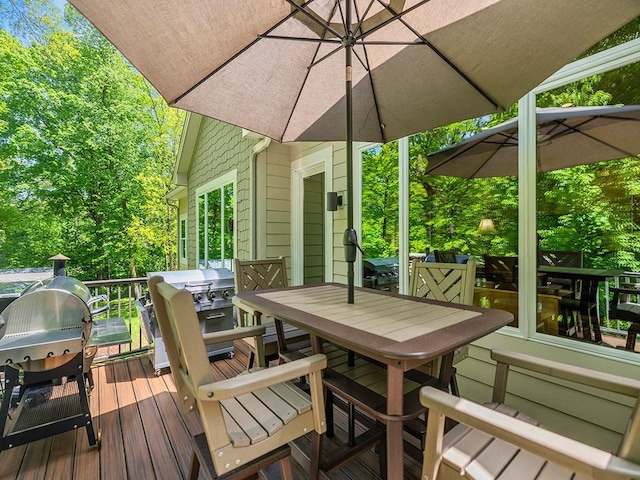 4350 Golfview Dr, Jordan, MN 55352 - deck with outdoor dining area and area for grilling