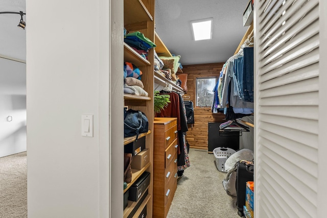 walk in closet featuring carpet