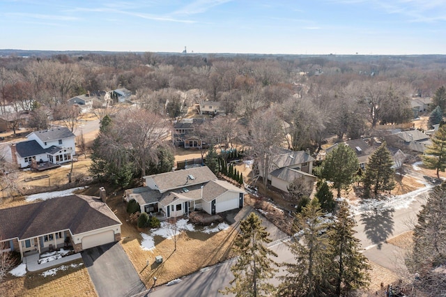 bird's eye view with a residential view