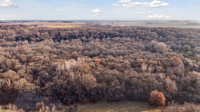 bird's eye view featuring a forest view