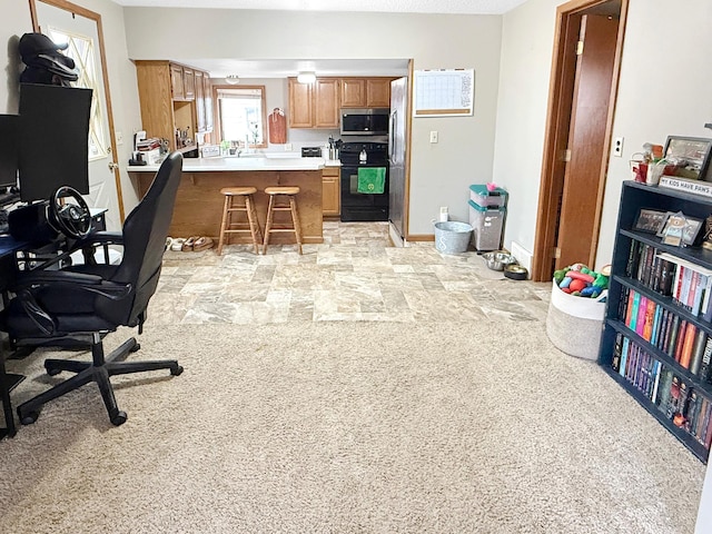 office space with light carpet