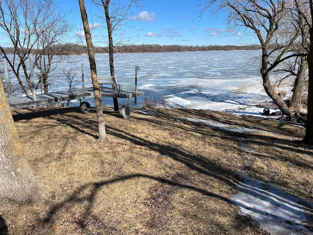 dock area featuring a water view