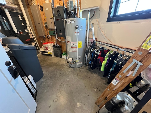 utilities with heating unit and gas water heater