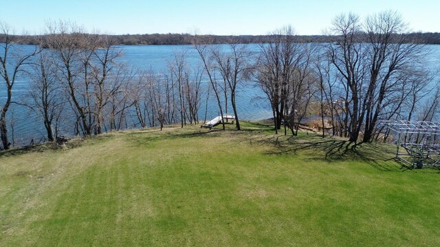 view of yard with a water view
