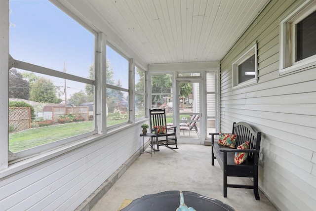 sunroom / solarium with wood ceiling