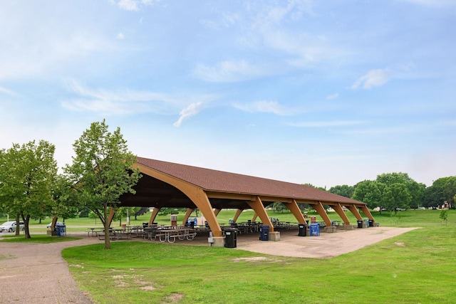 view of home's community with a gazebo and a yard