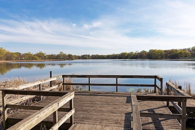 dock area featuring a water view