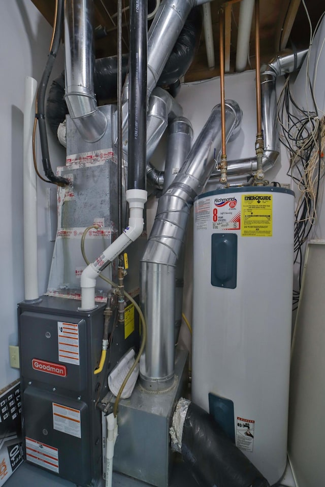 utility room with water heater