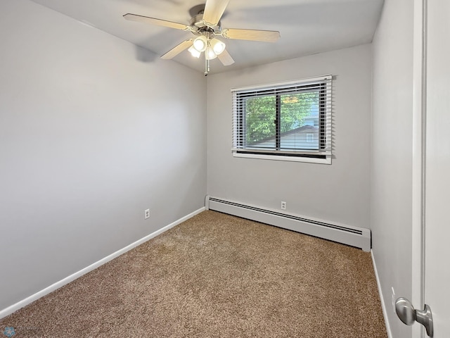 2815 9th St N Unit B4, Fargo, ND 58102 - carpeted spare room with a baseboard radiator, baseboards, and ceiling fan