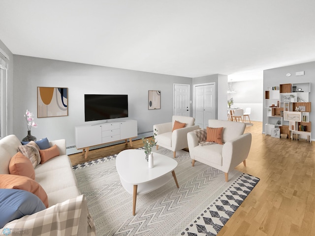 2815 9th St N Unit B4, Fargo, ND 58102 - living room featuring wood finished floors and a baseboard radiator