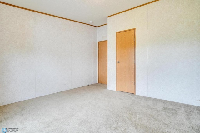 carpeted spare room with ornamental molding